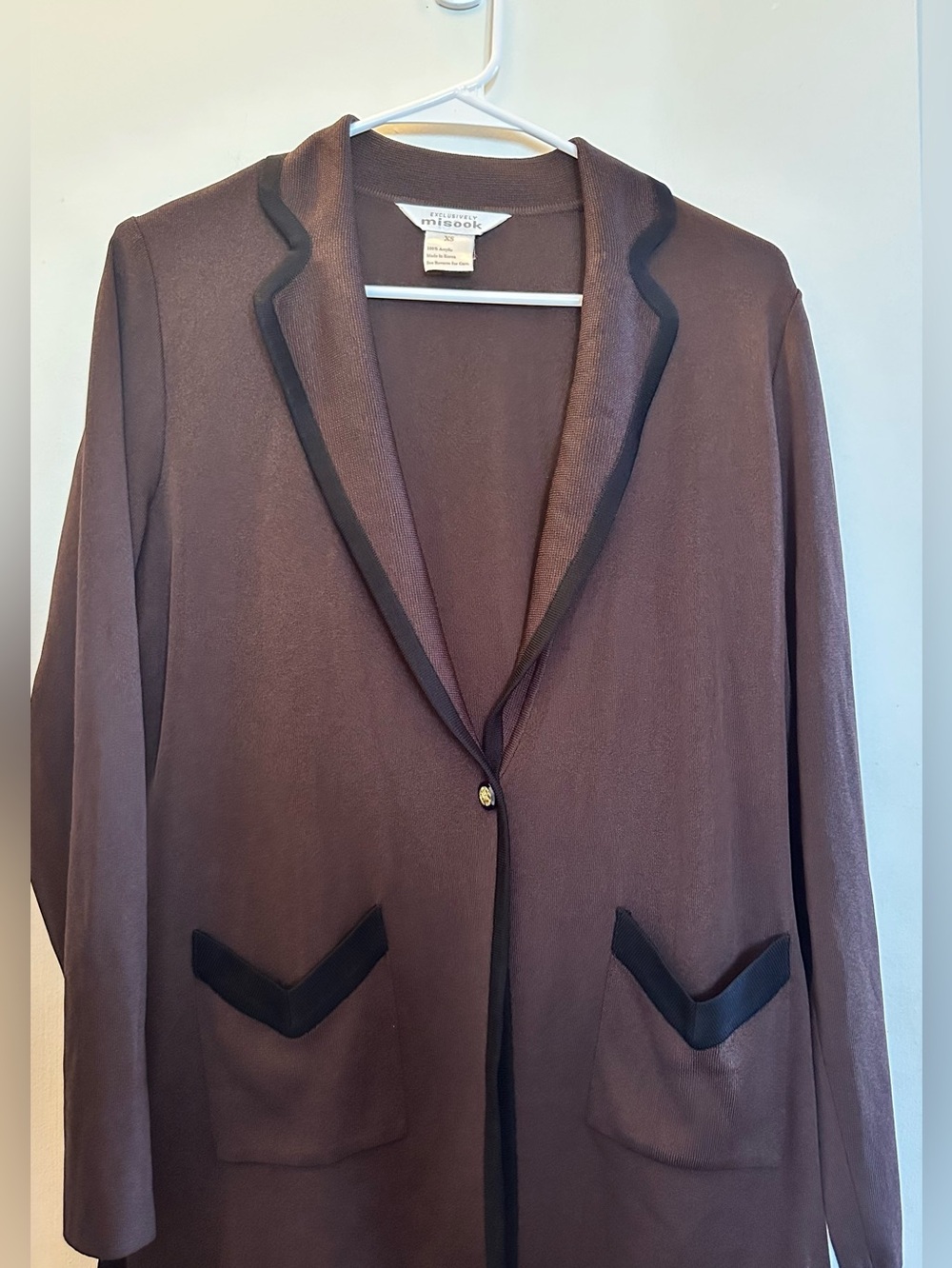 Misook Brown Blazer with Black Trim Xs Fall